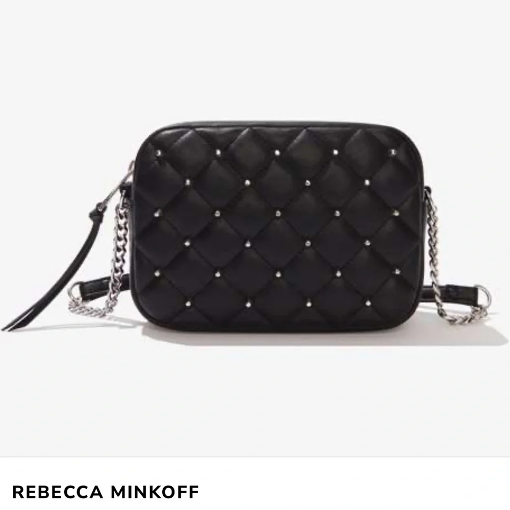 Rebecca Minkoff Top Zip Studded Vegan Black Crossbody New in Package HP - Picture 4 of 13